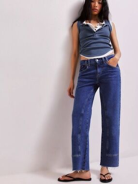 Free People We The Free Risk Taker Mid-Rise Jeans in Be Bold Wash NWT